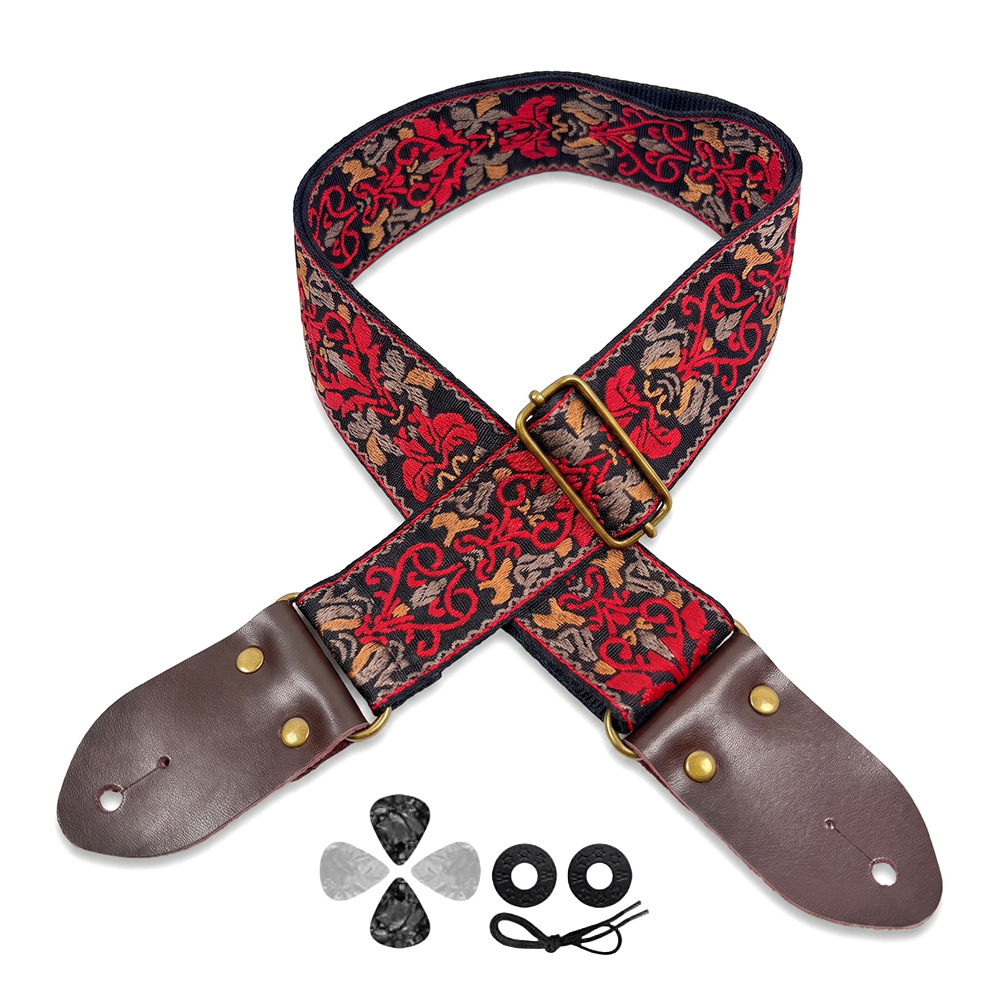 Musical Instrument Sounds - Correa de guitarra bordada con estampado