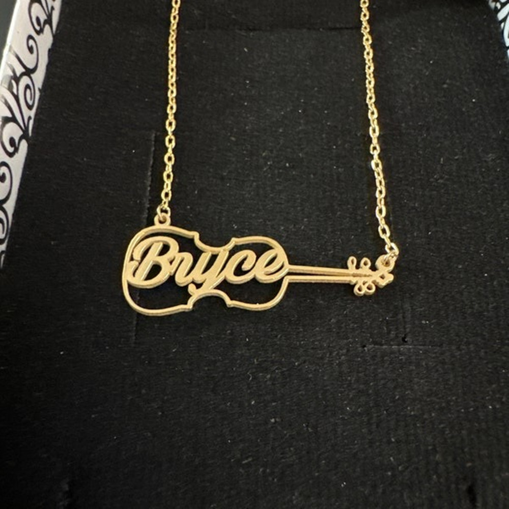 Musical Instrument With Name - Collar de violín personalizado, instrumento de