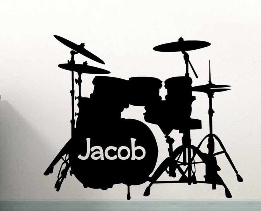 Musical Instrument With Name - Calcomanía de pared con nombre personalizado