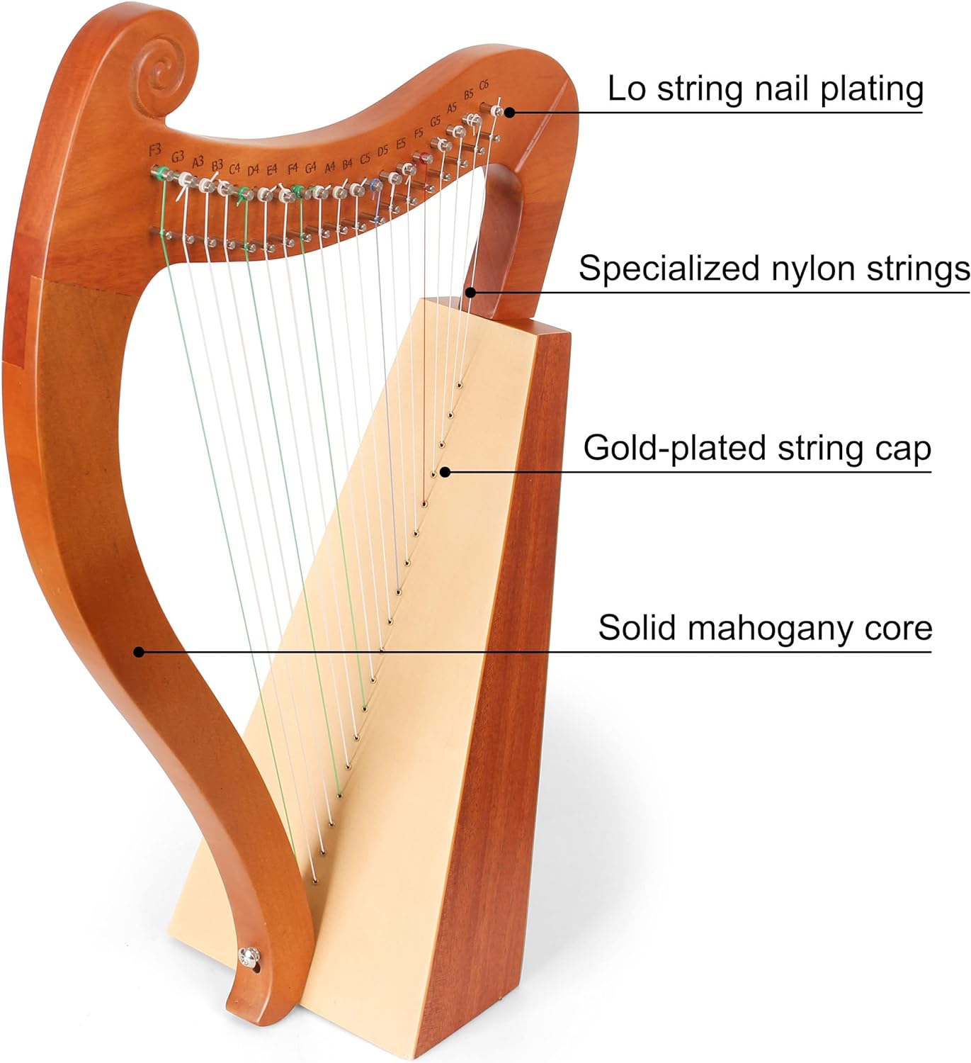 15 19 cuerdas Mini arpa Lira P - Musical Instrument Lyre reseña y precio