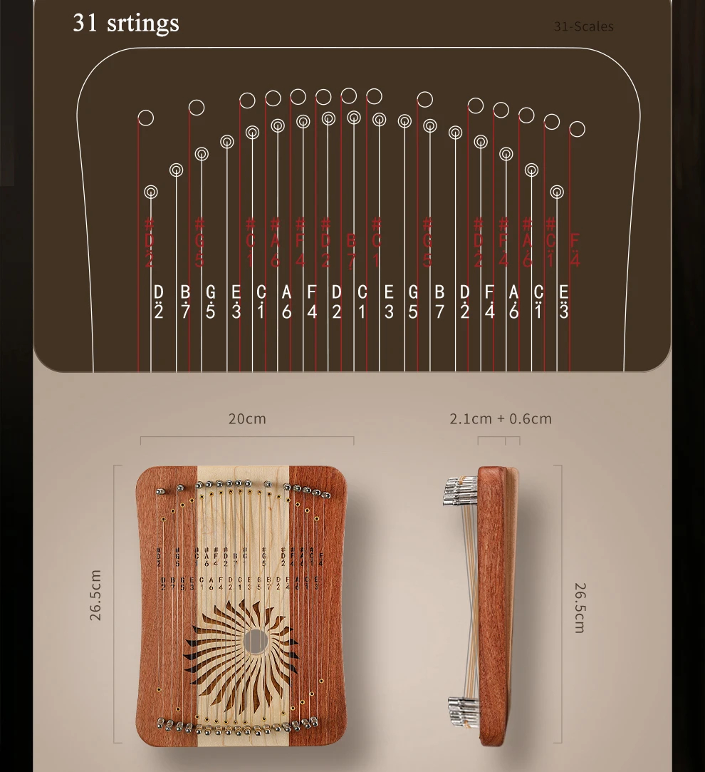 Hluru Lira de 31 cuerdas, Kaly - Musical Instrument Lyre reseña y precio